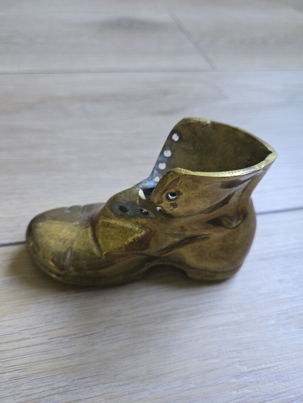 Vintage Small Heavy Brass Shoe Boot Ornament